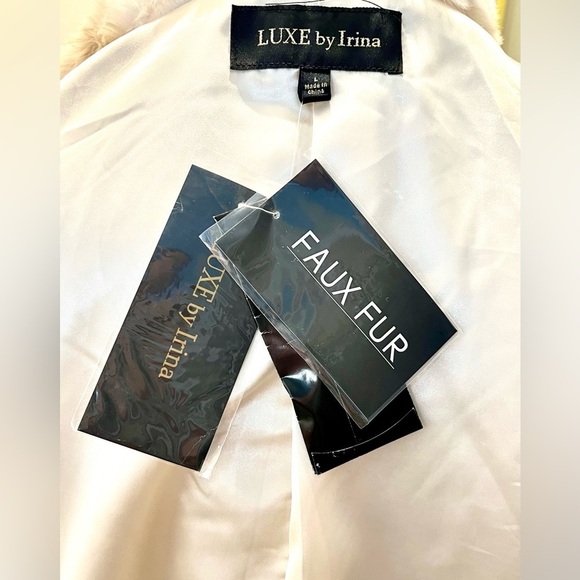 🆕VTG/LUXE by Irina faux fur knit open kimono style coat,satin line,cream color. - Picture 12 of 12